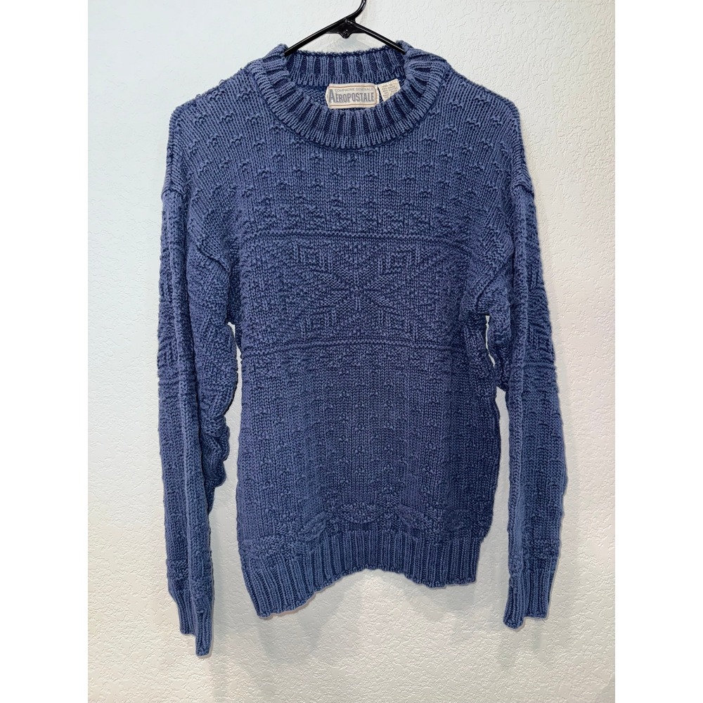Vintage 90s Aeropostale Compagnie Generale Blue Chunky Knit Sweater